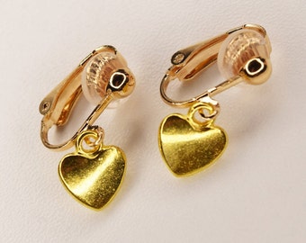 Clip coeur sur boucles d'oreilles, boucles d'oreilles clip, boucles d'oreilles clip avec pendentif coeur