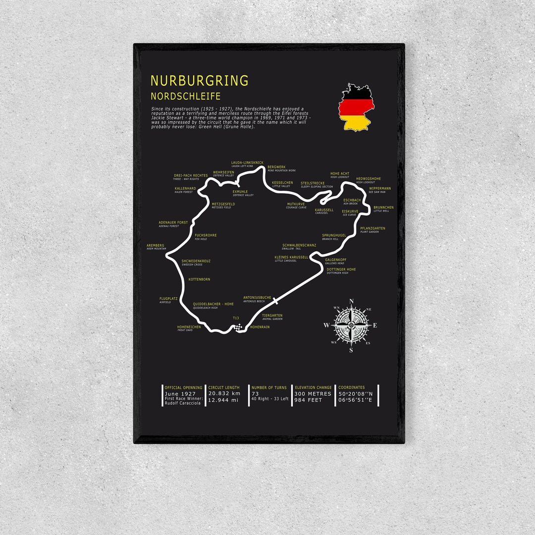 Nurburgring Nordschleife the Green Hell Germany F1 Track Map - Etsy