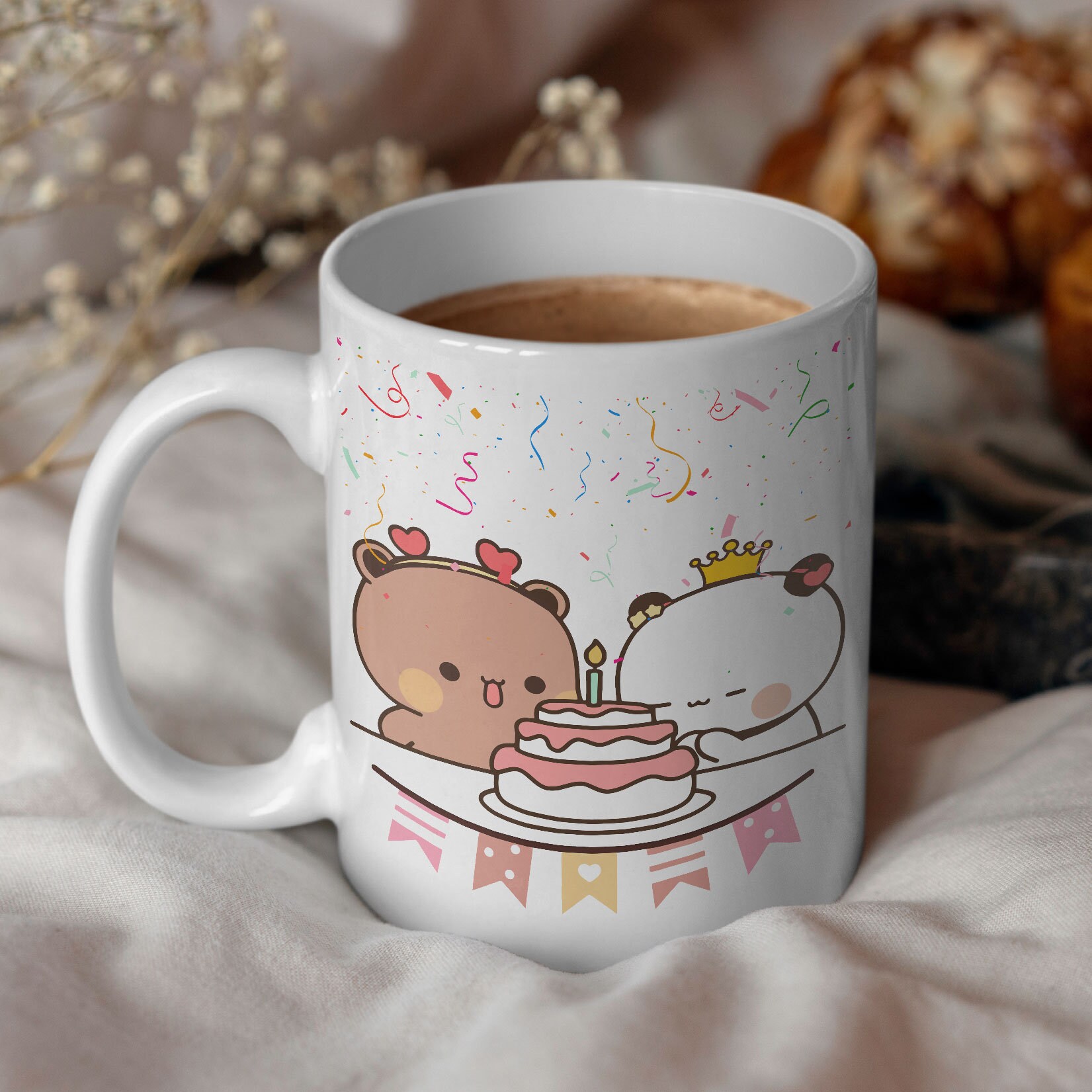 Cute Bubu and Dudu Coffee Mug Bear Ceramic Mug Panda Bear - Etsy