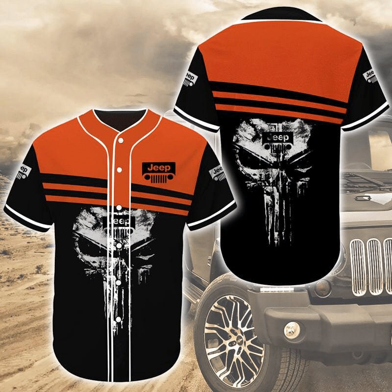 Jeep Orange Skull Baseball Jersey Jeep Jersey Herren | Etsy
