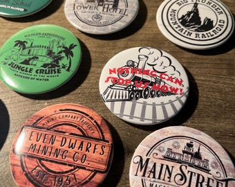 Pixie Dust Dis_Ney Theme Park Ride Pin Back Buttons