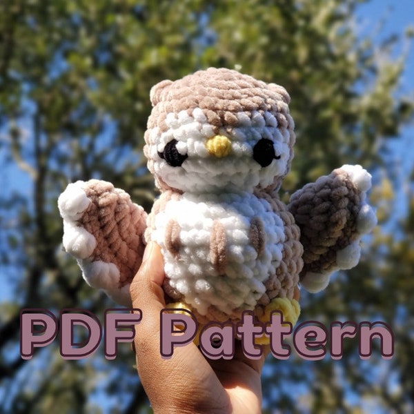 PATRON PDF : Patron de peluche hibou au crochet