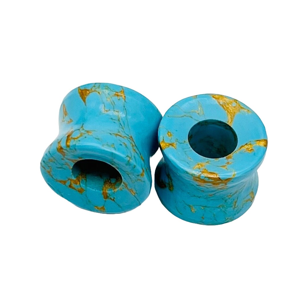 American Blue Copper Turquoise Crystal Naga Body Jewelry Plug Tunnel