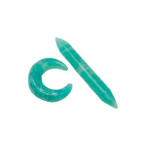Amazonite Tribal Septum Spike & Crescent Pincher Set – Handmade Natural Stone Piercing Jewelry for Nose, Cartilage or Ears
