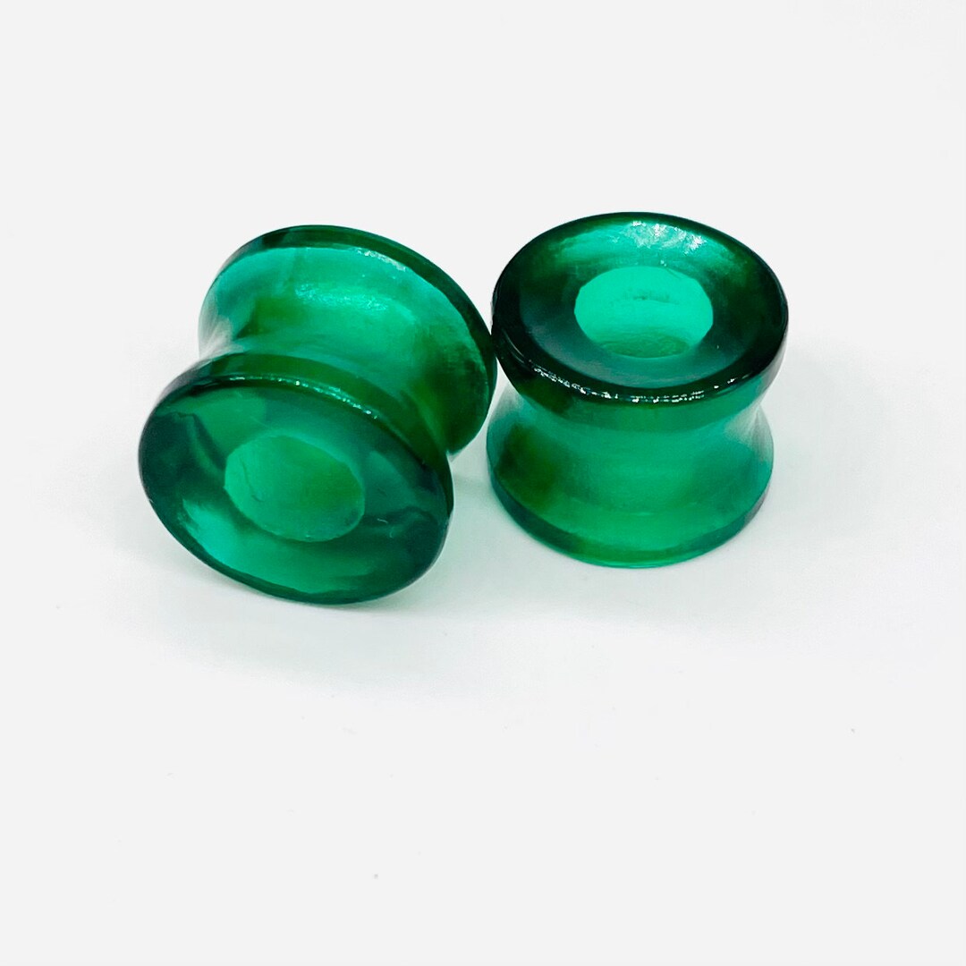 Pair of Emerald Glass Stone Handmade Ear Piercing Naga Body Jewelry