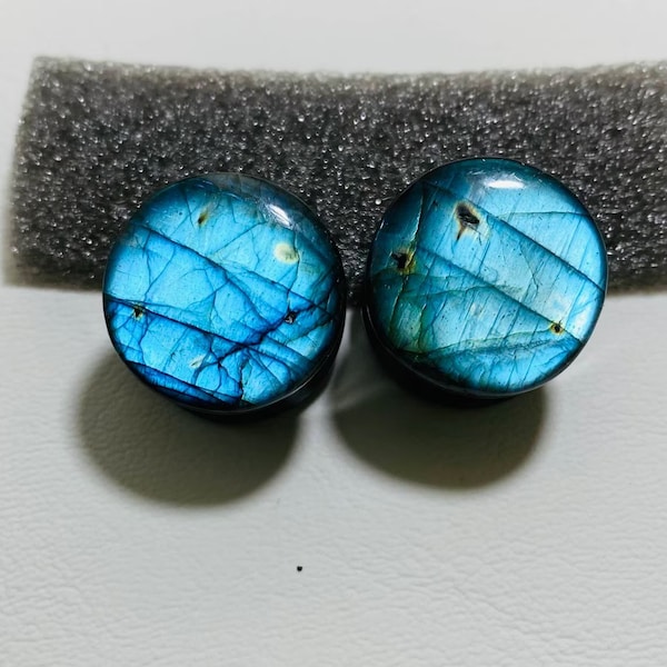 BodyJewels007's Naga Body Jewelry Style Natural Labradorite Crystal Ear Plugs Gauges 8g (3mm) to 54mm Custom Size & Wholesale Also Available