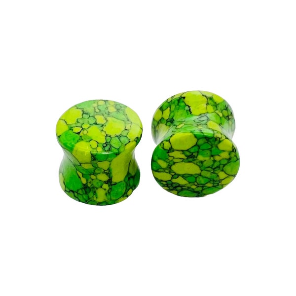 Body Jewelry Pair of Green Turquoise Crystal Double Flared Round Shaped Naga Piercing Ear Plugs Gauges 8g (3mm) to 50mm Wholesale Available