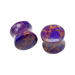 Purple Copper Turquoise Crystal Ear Gauges Plugs, 3mm-54mm, 2 Pieces Set