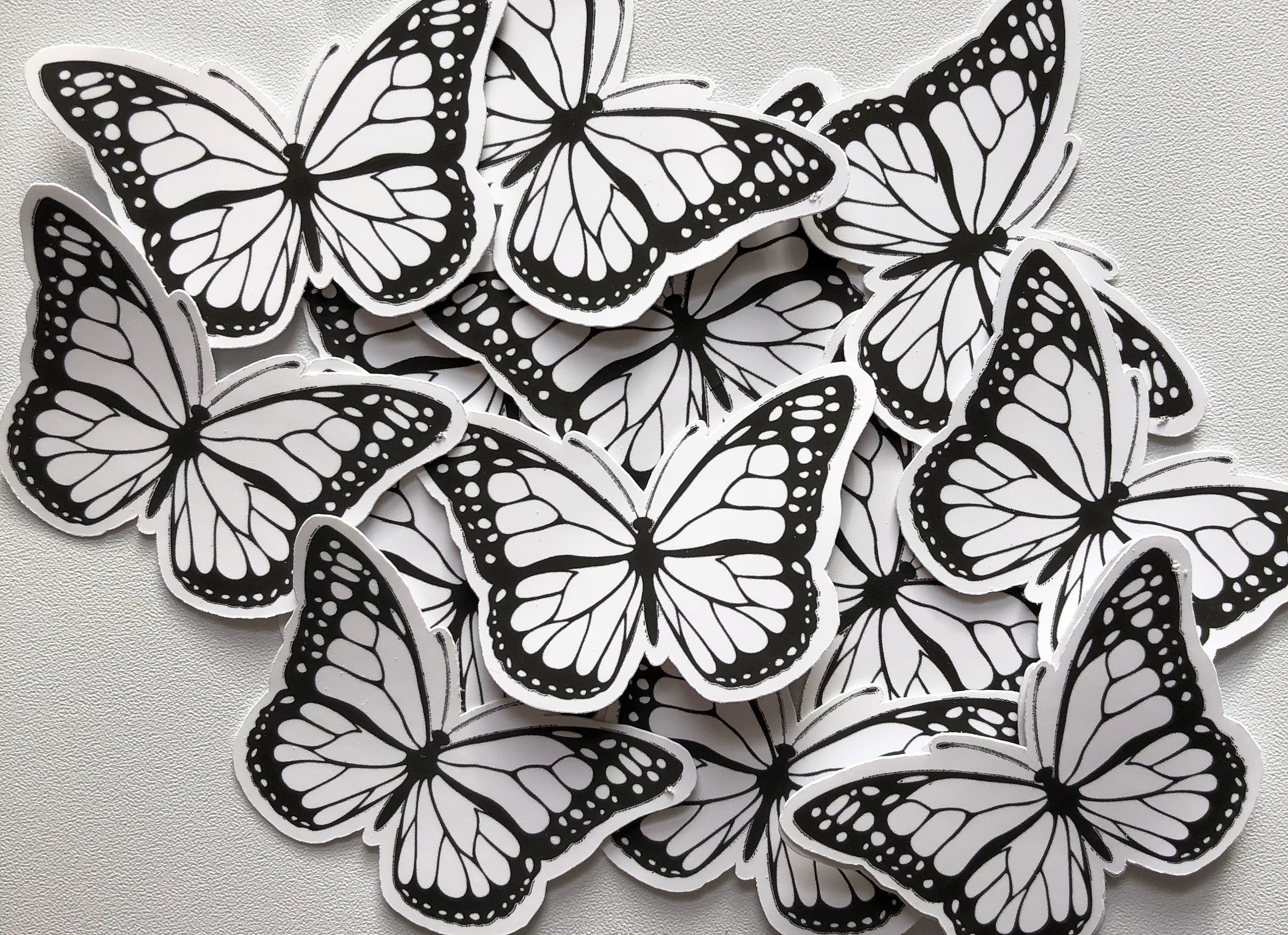 Butterfly Sticker Black and White Matte Vinyl Waterproof Etsy