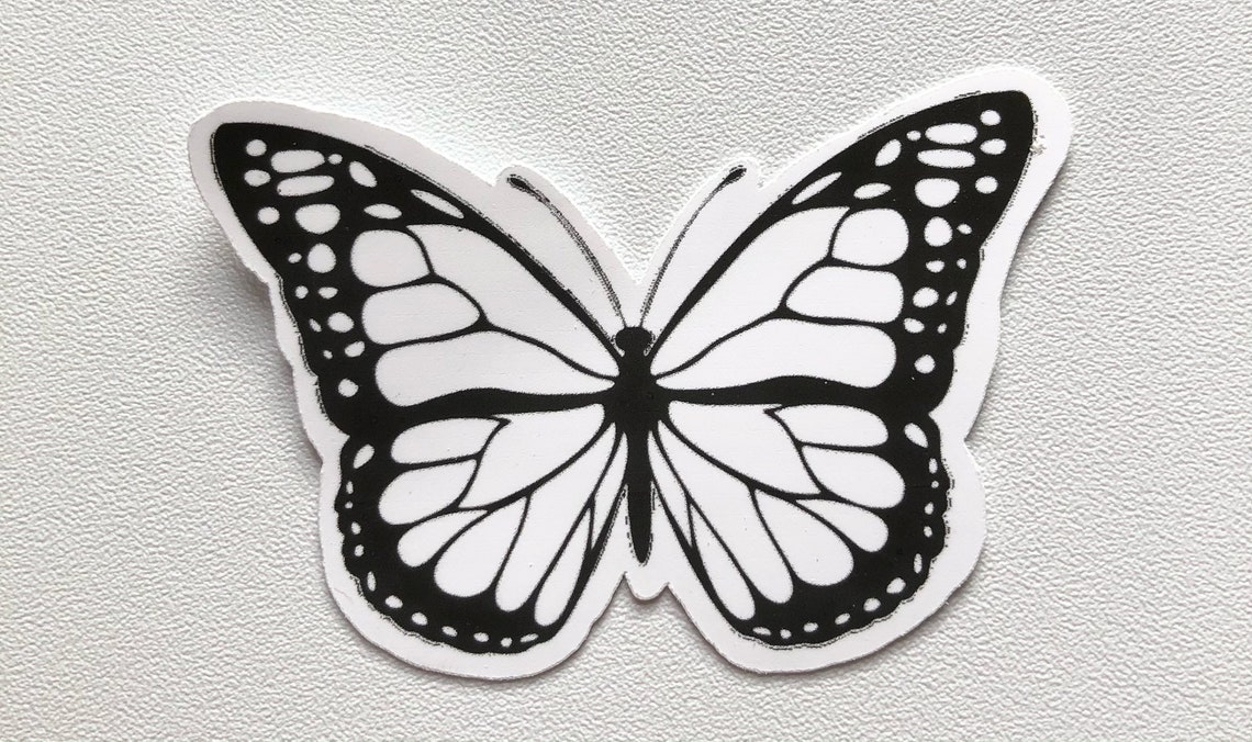 Butterfly Sticker Black and White Matte Vinyl Waterproof Etsy