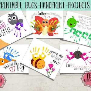 Toddler Insects Art Project Handprint Footprint Craft Bundle, Printable DIY Preschool Daycare Activities Memory Keepsake, Child Baby Kid Art