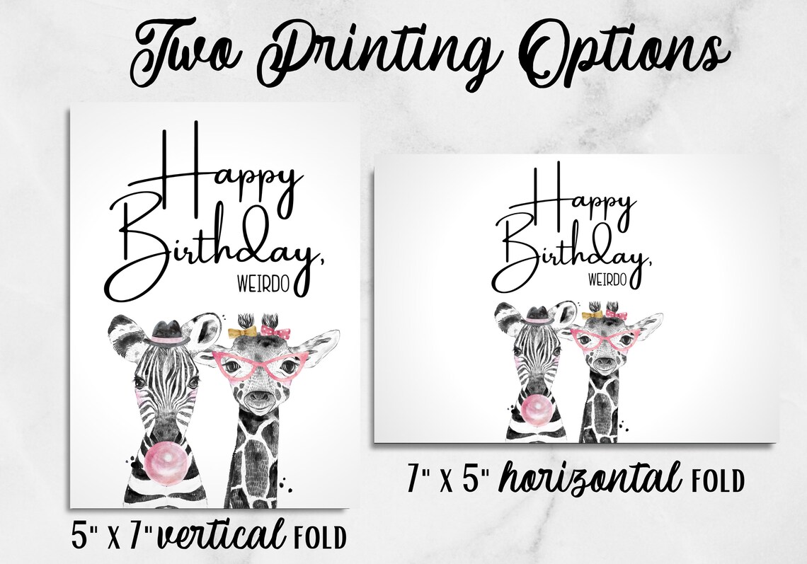 Printable Birthday Card, Happy Birthday Weirdo Birthday Card, Funny ...
