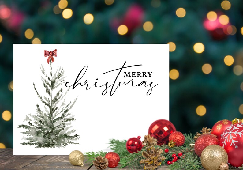 Watercolor Printable Christmas Card, INSTANT DOWNLOAD, Printable ...