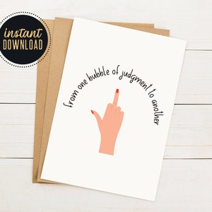 Cartão F imprimível, cartão engraçado de dedo médio 5x7, cartão em branco A7, cartão foda-se para impressão, DOWNLOAD INSTANTÂNEO DIGITAL