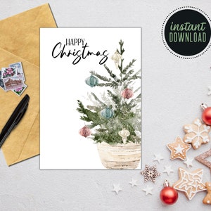 Tarjeta imprimible de Feliz Navidad, DESCARGA DIGITAL INSTANTE, Tarjeta de Navidad imprimible, Tarjeta navideña imprimible 5x7, Tarjeta digital