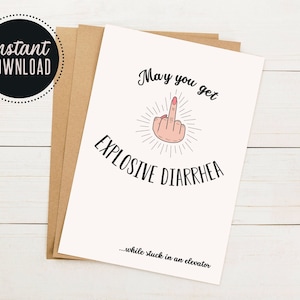 Cartão F para impressão, cartão de felicitações 5x7 engraçado para impressão, cartão de felicitações em branco A7, cartão foda-se para impressão, DOWNLOAD INSTANTÂNEO DIGITAL