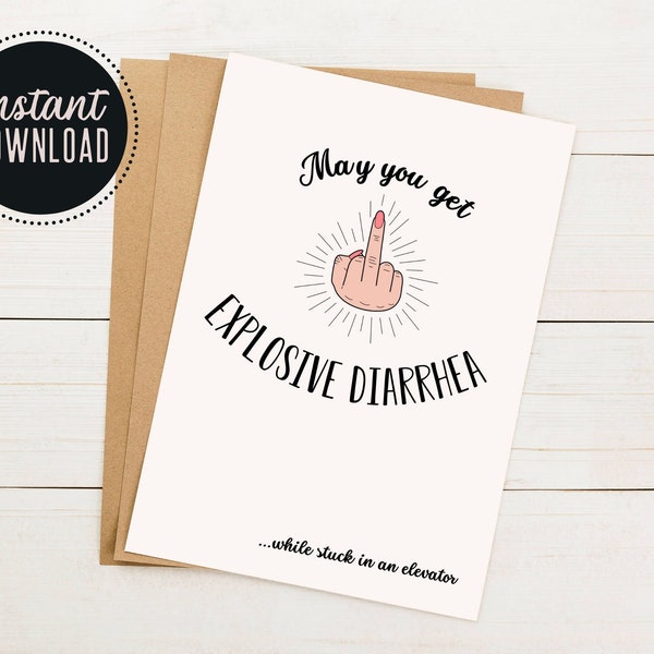 Printable F You Card, Funny Printable 5x7 Greeting Card, A7 Blank Greeting Card, Fuck You Card Printable, DIGITAL INSTANT DOWNLOAD
