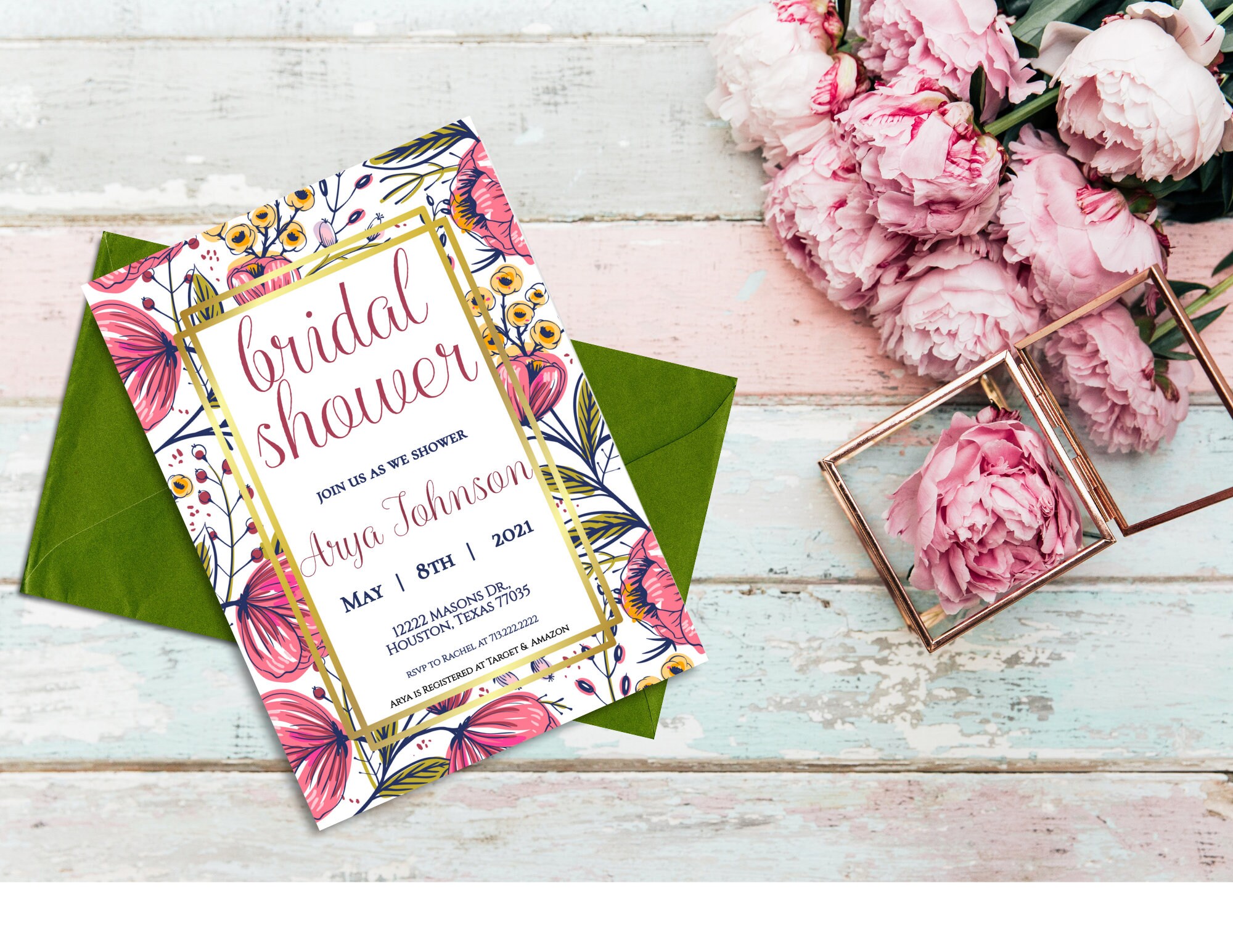 Vibrant Floral Printable Invitation Template DIGITAL | Etsy