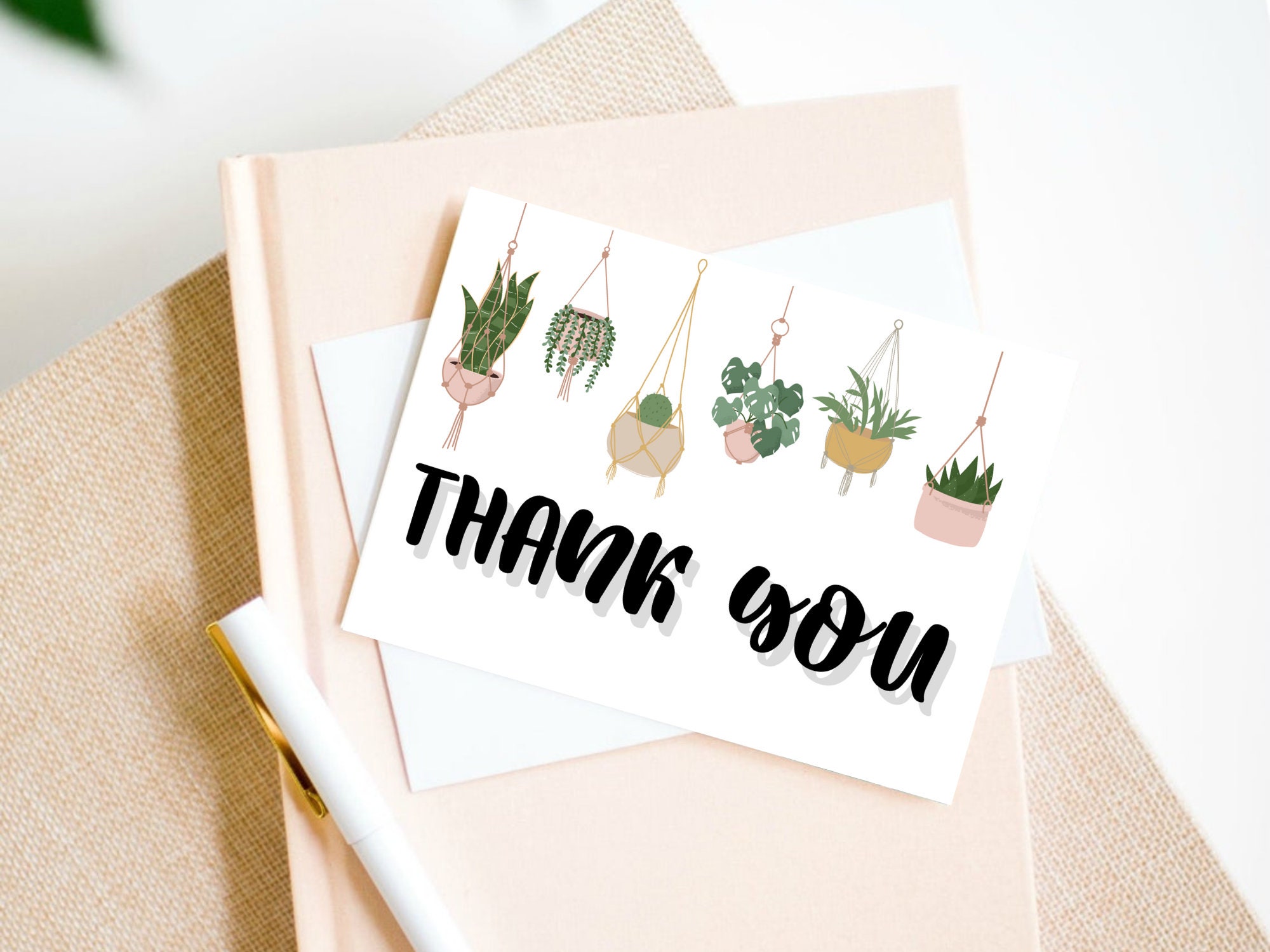 Cute Printable Hanging Plant Thank You Card Instant Digital | Etsy