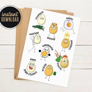 Tarjeta divertida imprimible del Día de la Madre, Juego de palabras con huevos del Día de la Madre, Humor del Día de la Madre, Tarjeta de huevo divertida imprimible para mamá DESCARGA INSTANTÁNEA