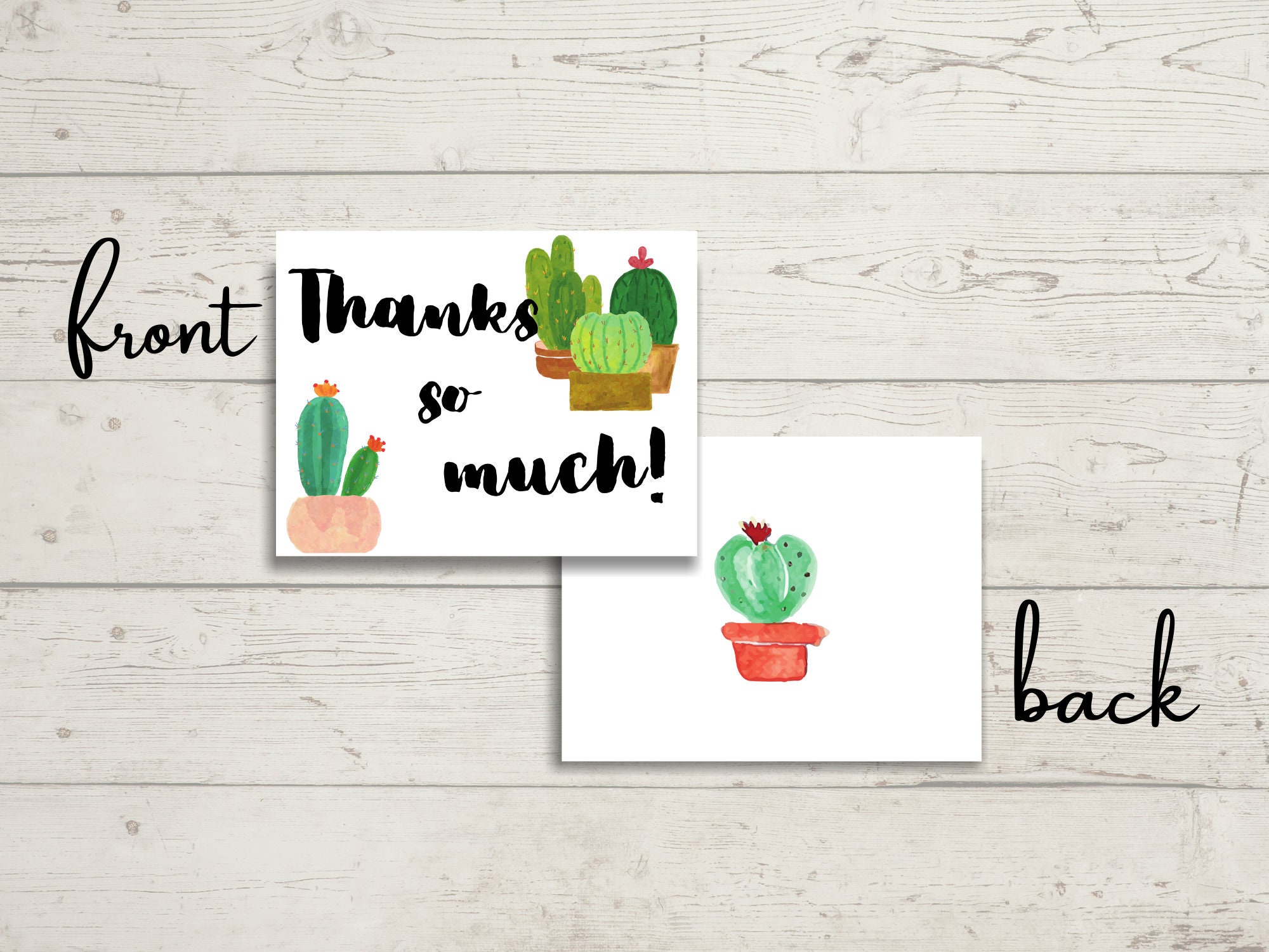Printable Cactus Thank You Card Instant Digital Download A2 | Etsy