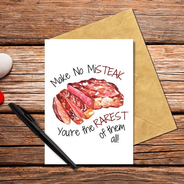 Printable Father's Day Card, Rarest of Them All Funny Greeting Card, Rare Steak Birthday Card, Printable Steak Card, Steak Card for Dad