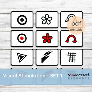 Cartes de stimulation visuelle, Cartes à contraste élevé, Impressions Montessori, École à la maison, Montessori pour bébés, Cartes en noir et blanc
