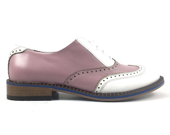 Oxford Shoes Women, Twain white&pink