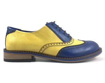 Oxford Shoes Women, Twain navy&yellow