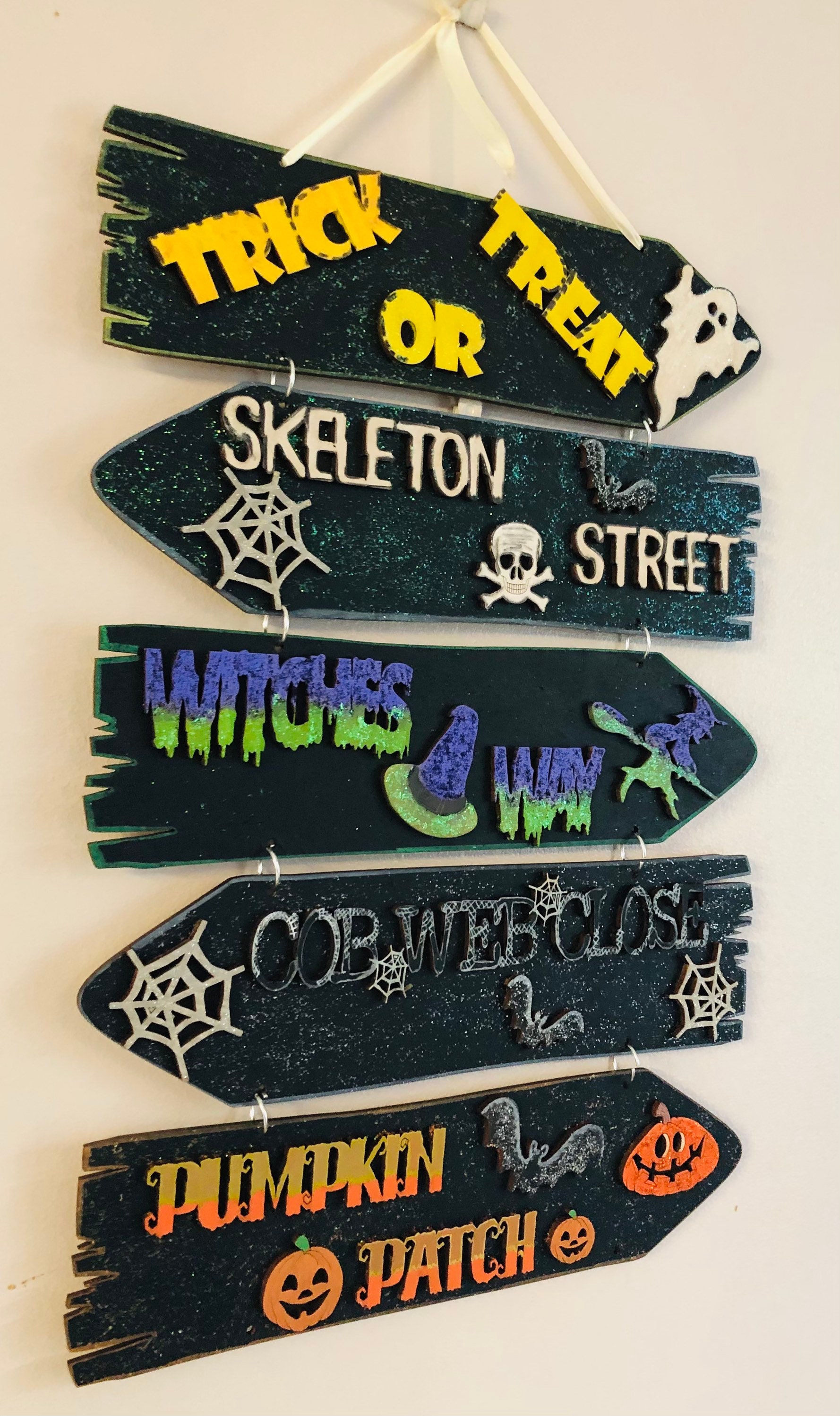 Halloween hanging direction sign Etsy