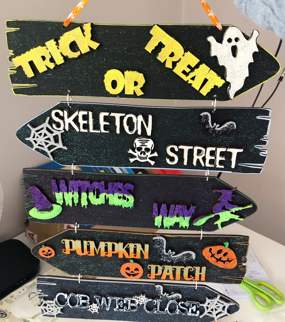 Halloween hanging direction sign Etsy