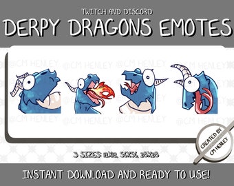 Derpy Dragons Emotes (Twitch & Discord, Digital Download)