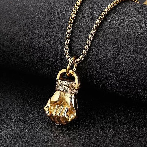Men outlet Fist Power Power Boxing Pendant Necklace Gold
