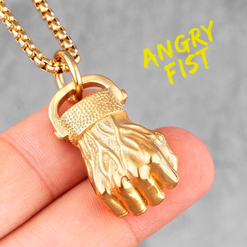 Men outlet Fist Power Power Boxing Pendant Necklace Gold