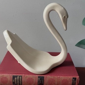 Handmade Ceramic Swan Figurine – Vintage Swan with Signature &quot;RB 81&quot; – Cottagecore Home Decor