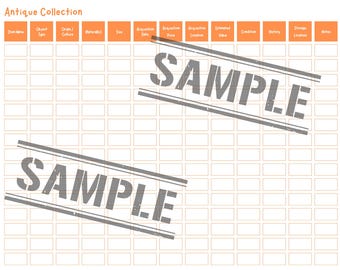 Antique Inventory Spreadsheet and Printable | Collection Tracker | Record | Digital Download | Excel and PDF