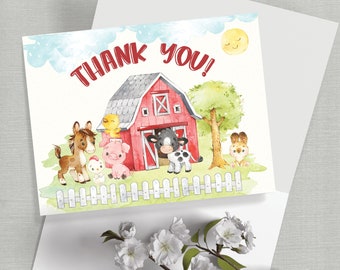 Party Animals Thank You Card, Printable Folded Greeting Card, Digital ...