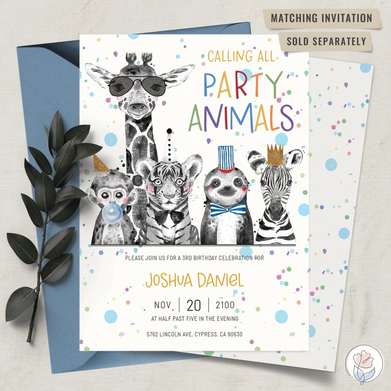 Party Animals Party Hats Printable Hats Digital Download - Etsy