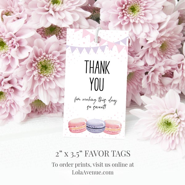 Printable Favor Tags, Macaron Pastel Digital Download, Editable Gift Tags | SWEET MACARON COLLECTION