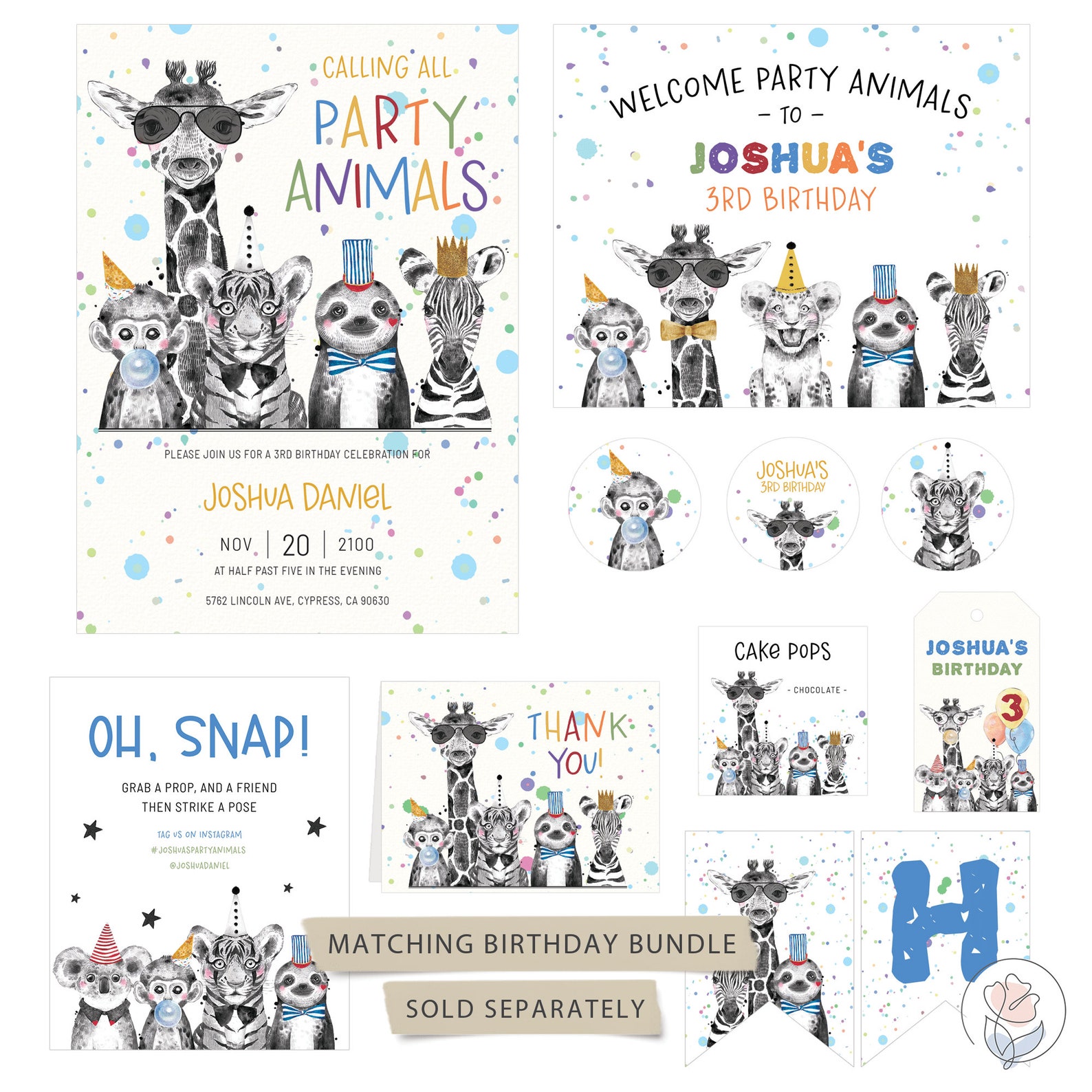 Party Animals Party Hats Printable Hats Digital Download - Etsy