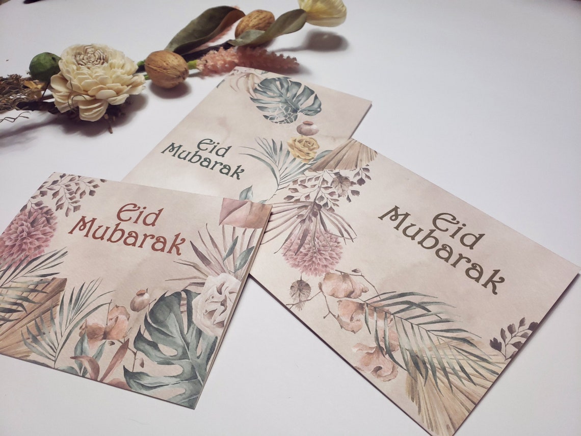 eid mubarak greeting card boho floral eid islamic greeting