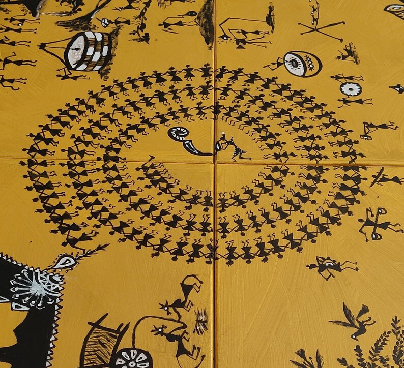 Social Life of Tribals // Warli Wall Art // Warli Painting Etsy