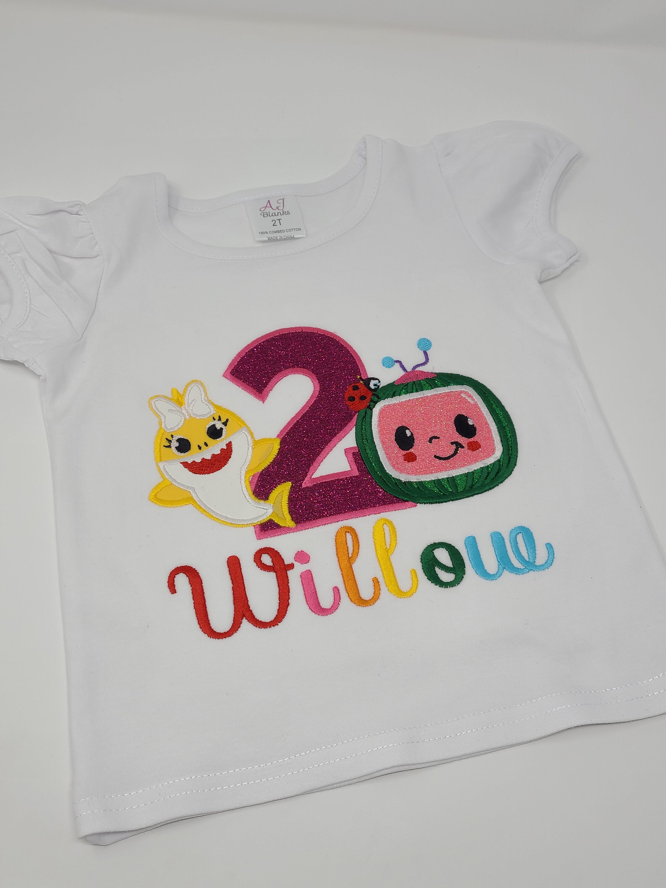 Baby Shark Cocomelon Birthday Shirt Embroidered Personalized - Etsy Finland