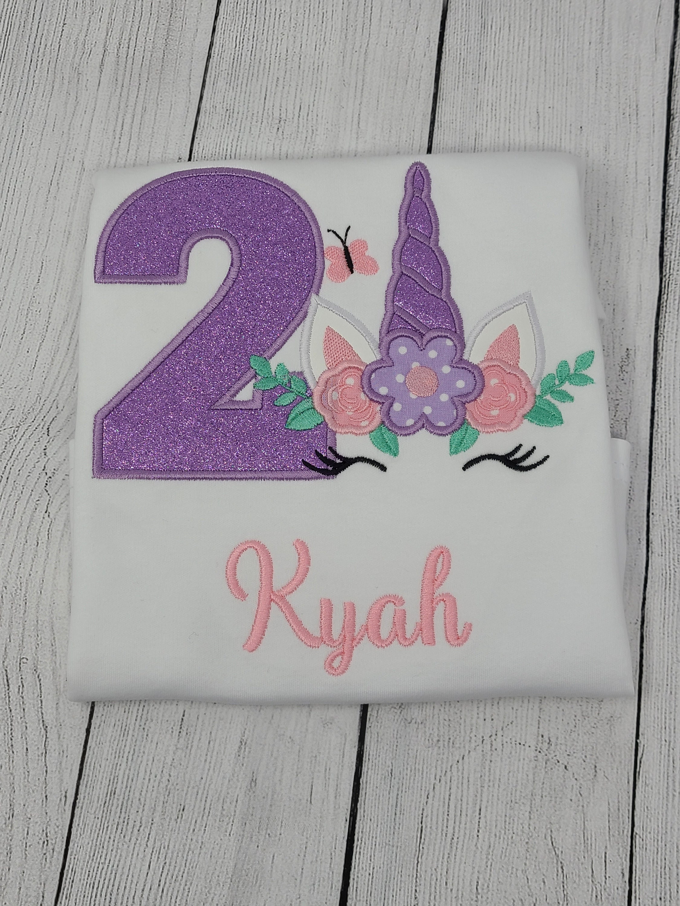 unicorn theme birthday shirt embroider custom shirt unicorn etsy