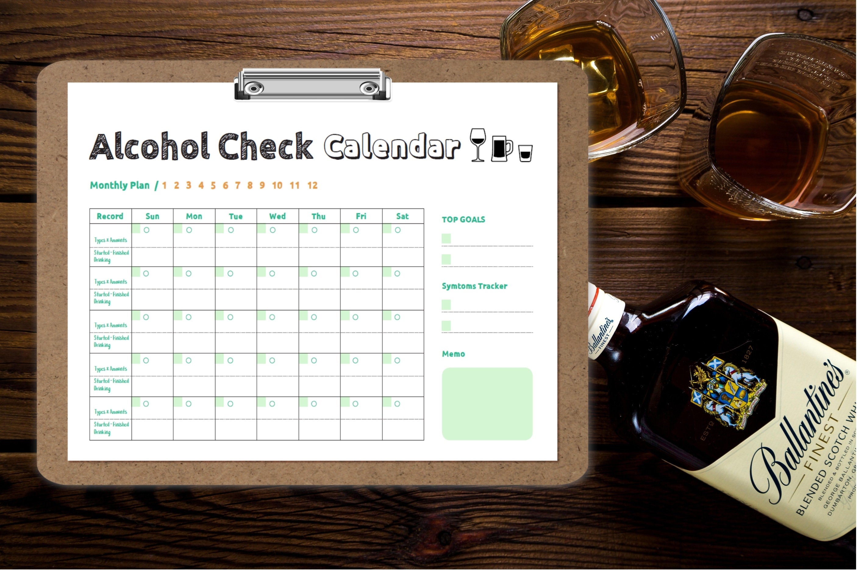 Monthly/Weekly Alcohol Tracker Wall Calendar 2021 Printable Etsy