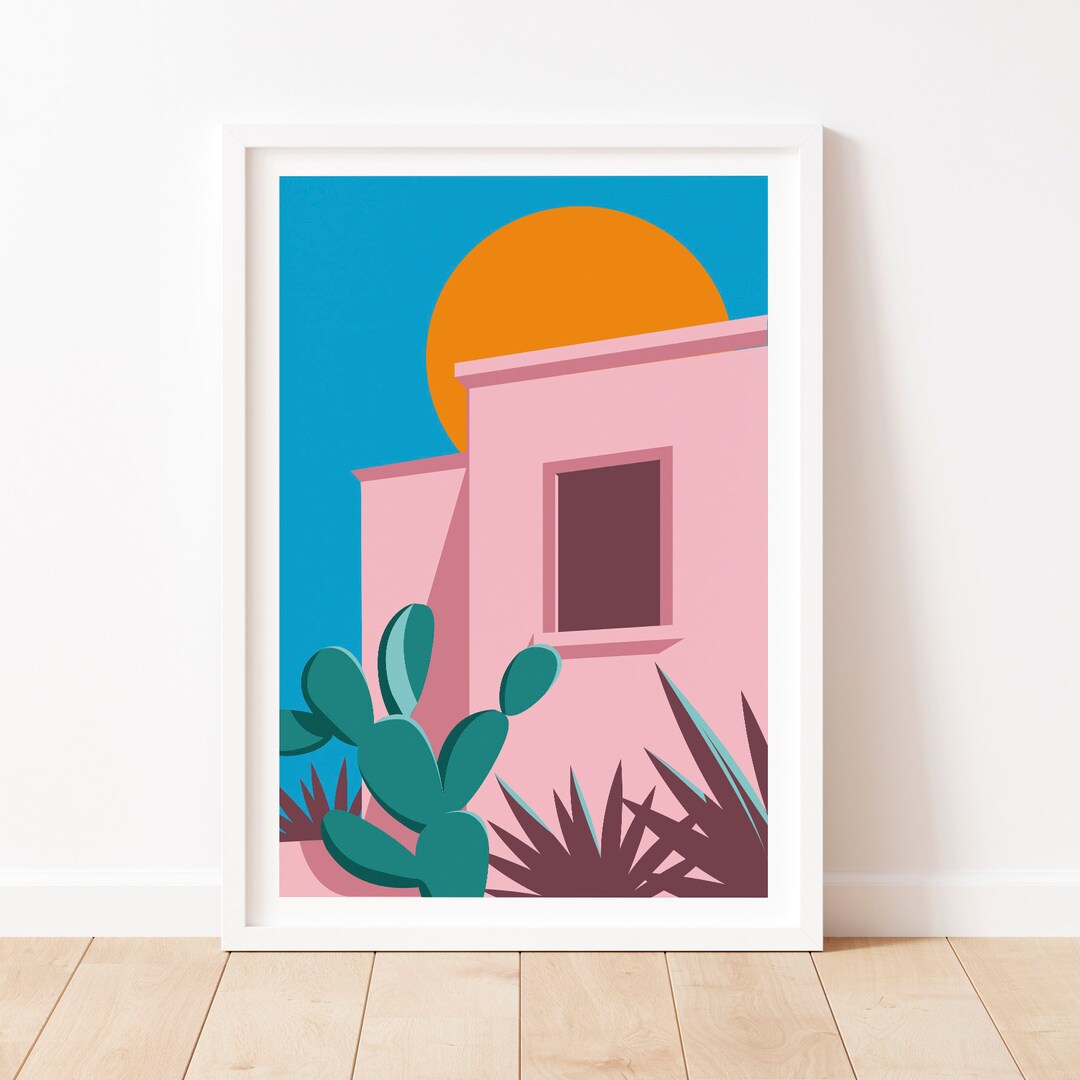 Holiday Wall Art Spanish Villa Art Print Summer Wall Print Etsy