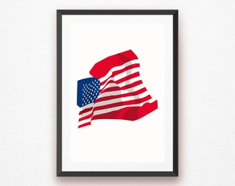 USA Flag Print, Flag Art, USA Art, Stars and Stripes Art , USA Print Art, United States of America Home Decor Art, Iconic Poster.