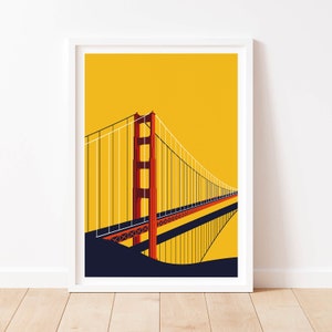 Golden Gate Bridge Wall Art, San Francisco Art, Travel Art, Golden Gate Bridge Poster, Vintage Style Wall Art, Retro print, Home Decor Art