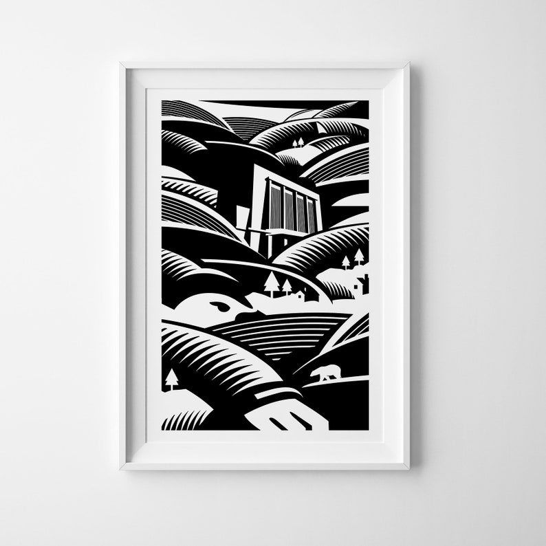 Monochromatic Wall Art Graphic Black and White Modern Art Etsy UK