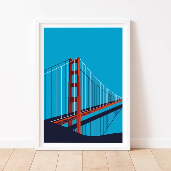 Golden Gate Bridge Wall Art, San Francisco Art, Travel Art, Golden Gate Bridge Poster, Vintage Style Wall Art, Retro print, Home Decor Art